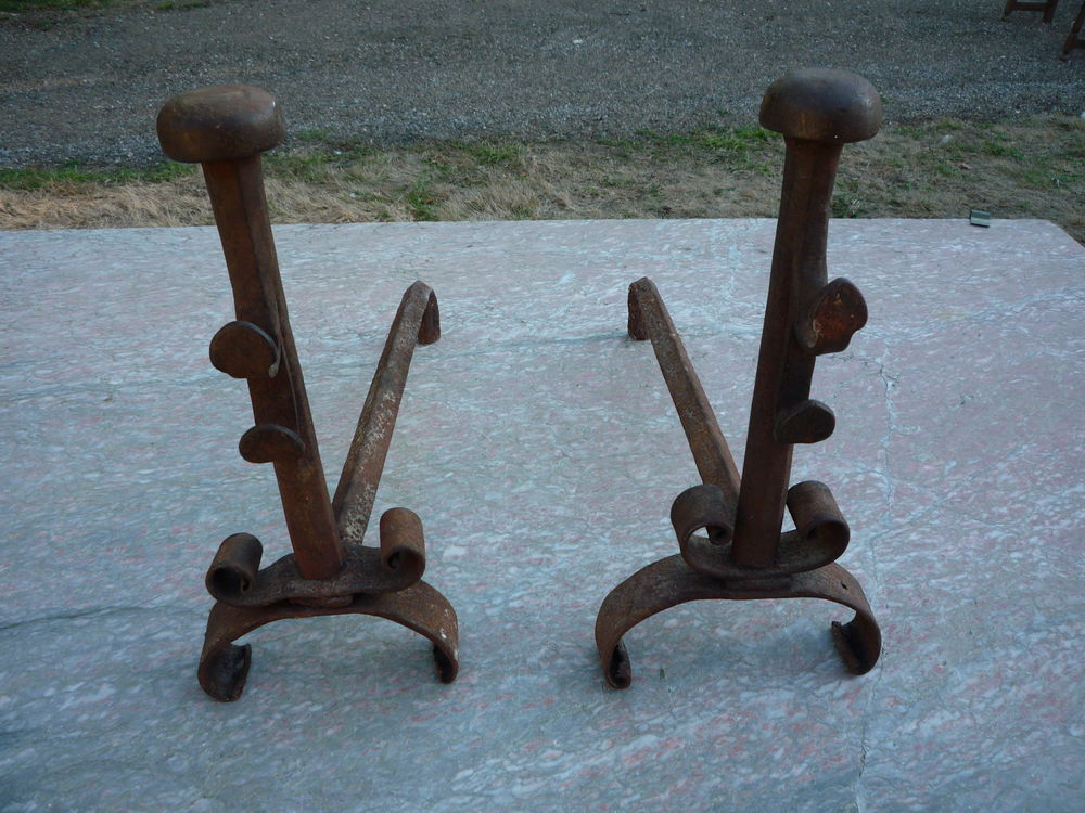 Chenets ancien fer forg&eacute; Bricolage