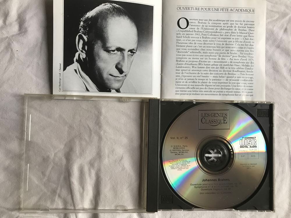 CD Brahms Ouverture Pour F&ecirc;te Acad&eacute;mique, Symphonie No.4 CD et vinyles