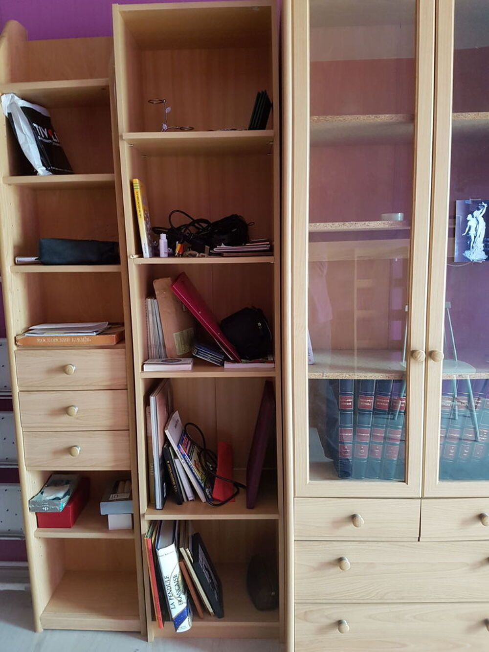 2 Armoires-vitrine haute mixte+3 &eacute;tag&egrave;res Meubles