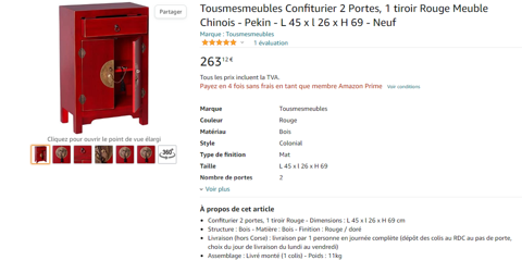 2 meubles chinois rouges 500 Courbevoie (92)