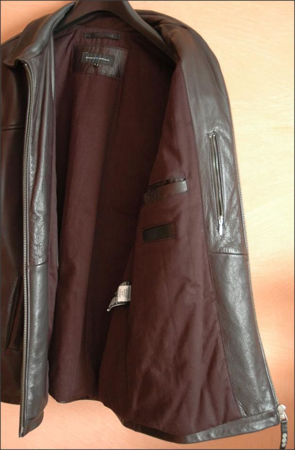 Veste blouson Cuir marque originale Chevignon&reg; Taille L Neuf V�tements