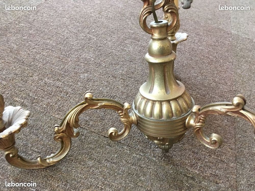 Ancien lustre en laiton 3 branches Décoration