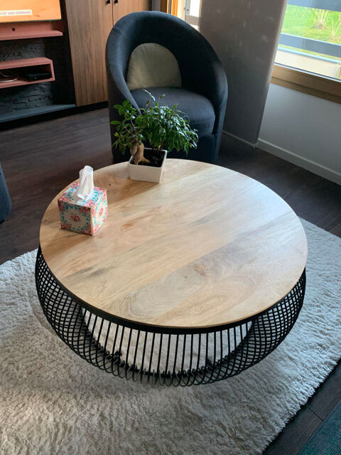 Table basse ronde bois et m�tal 300 Courdimanche (95)