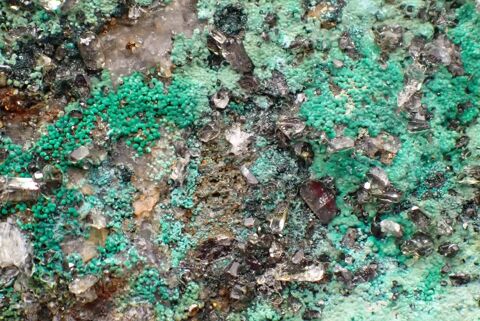 Malachite (Sphérolites) & Chalcopyrite & Baryte Mine du Burc 19 Moyenmoutier (88)