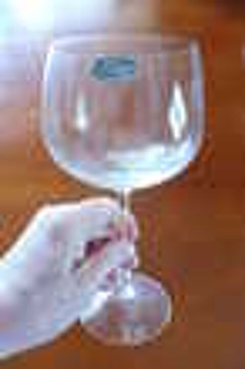 Carafe &agrave; vin &amp; 12 verres &agrave; bordeaux cristal JG Durand France Cuisine