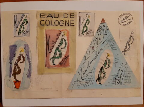 Charles KIFFER - Aquarelles originales  l'Eau de Cologne Mau 300 Asnires-sur-Seine (92)