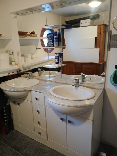 MEUBLE SDB DOUBLE VASQUE avec grand miroir et robinetterie 80 Lannion (22)