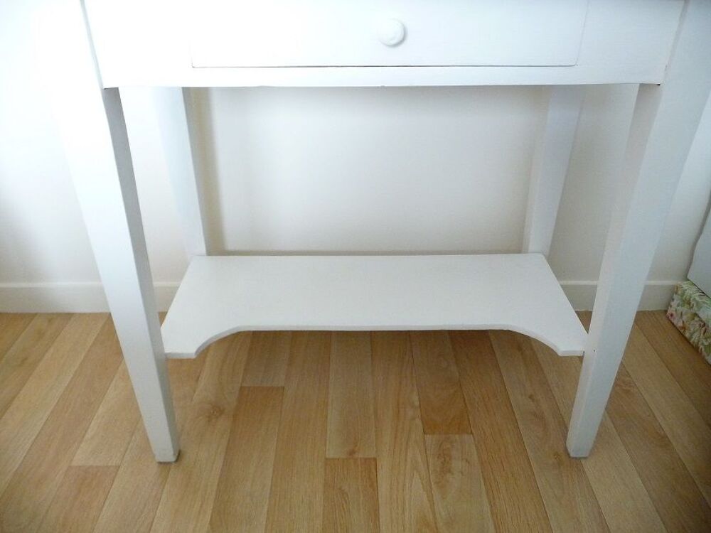 Console petit bureau couleur blanc lin avec chaise &amp; coussin Meubles