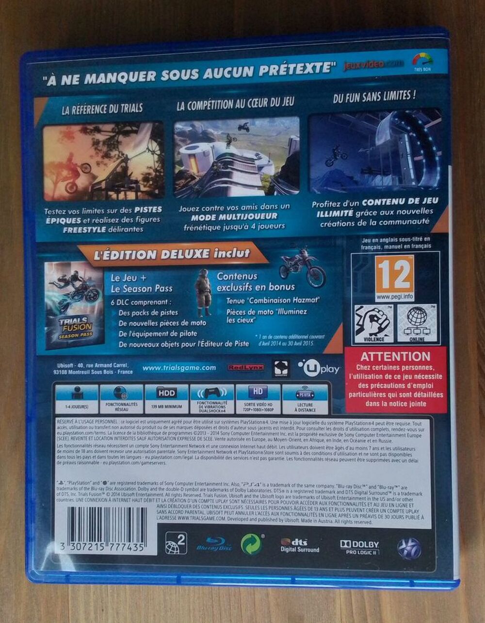 Jeux Vid&eacute;o PS4 Trials Fusion Jeux / jouets