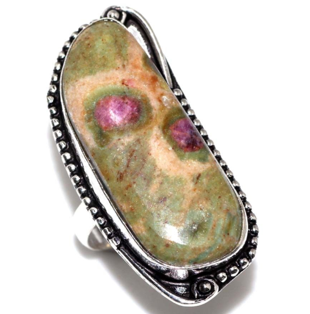 Bague RUBIS FUSCHITE, Plaqu&eacute;e Argent 925 - T58 (US 8) Bijoux et montres