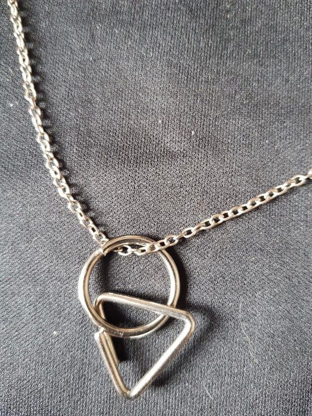 Collier casse-t&ecirc;te metal argent&eacute; neuf chaine 46 cm 3 e Bijoux et montres