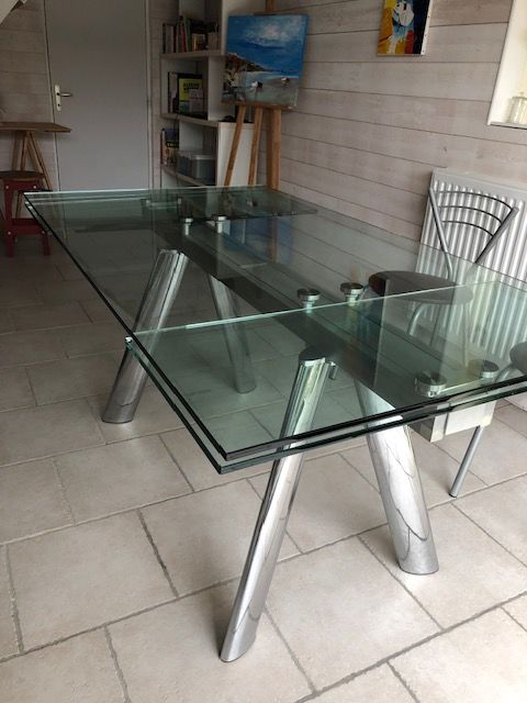 table salle � manger rectangulaire, plateau en verre 120 Ploemeur (56)
