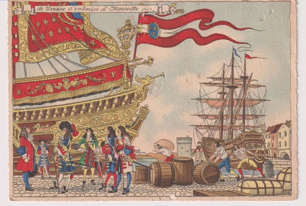 Carte postale ancienne DE VIVONNE s'embarque &agrave; Marseille 