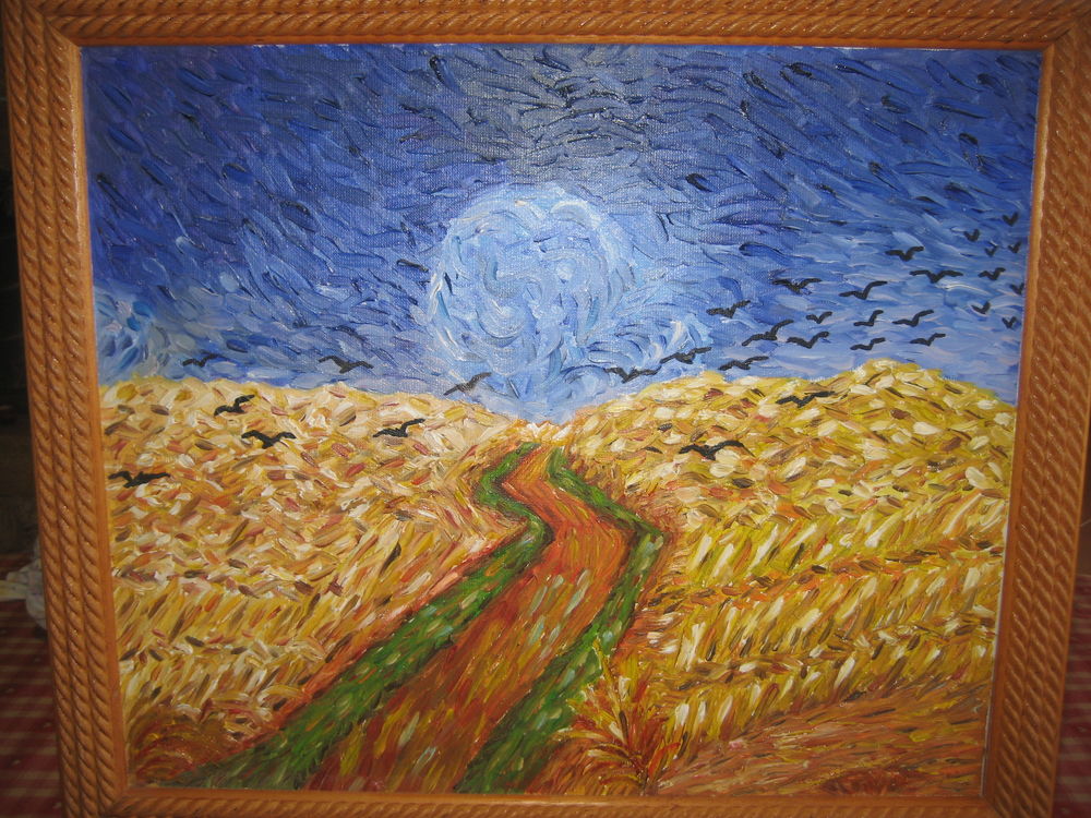 PEINTURE A L'HUILE sur toile champ de bl&eacute; Décoration