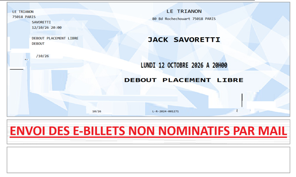 2 billets concert de Jack Savoretti ce soir &agrave; 20h au Trianon Billetterie