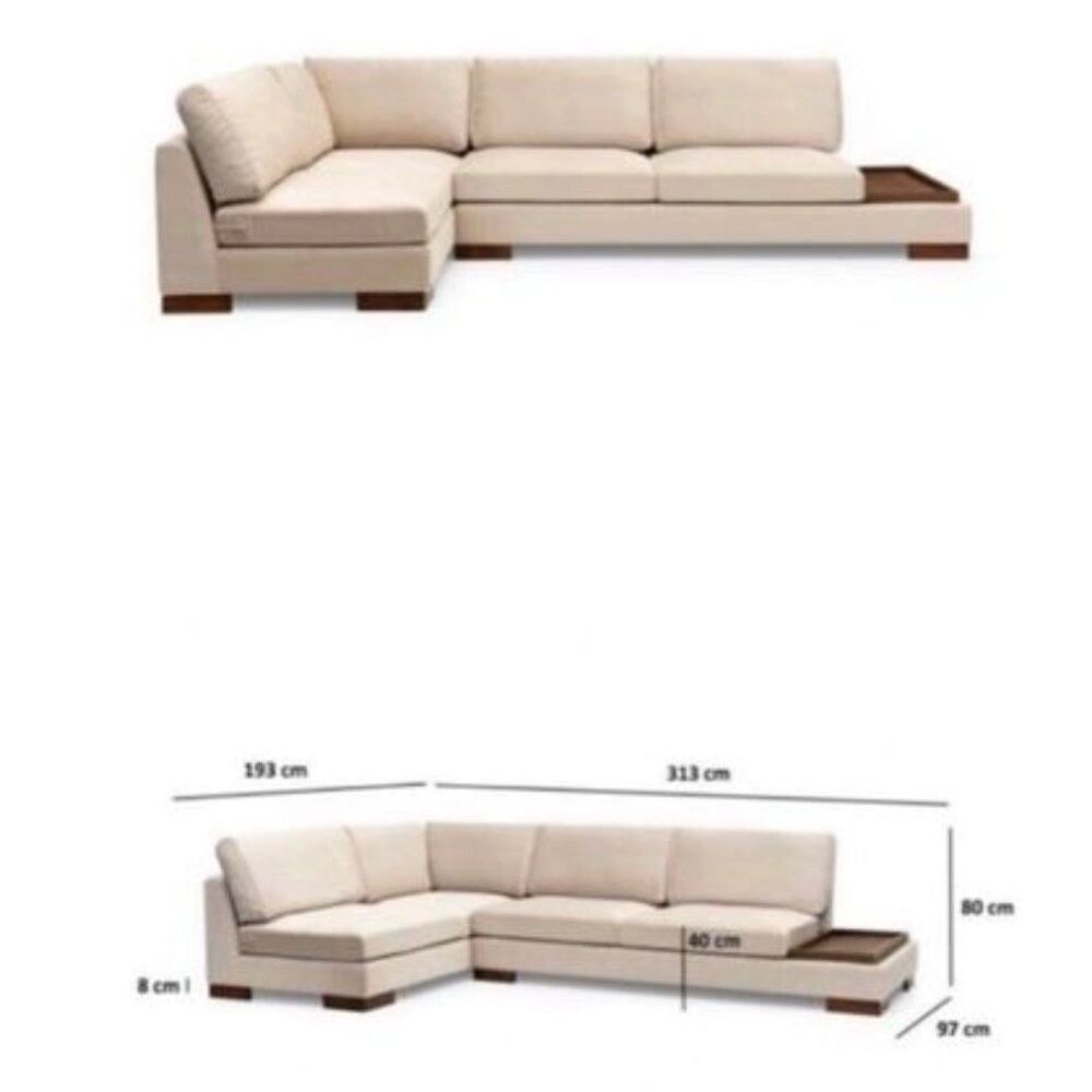 CANAP&Eacute; D'ANGLE GAUCHE 4 PLACES AVEC POUF - BEIGE Meubles