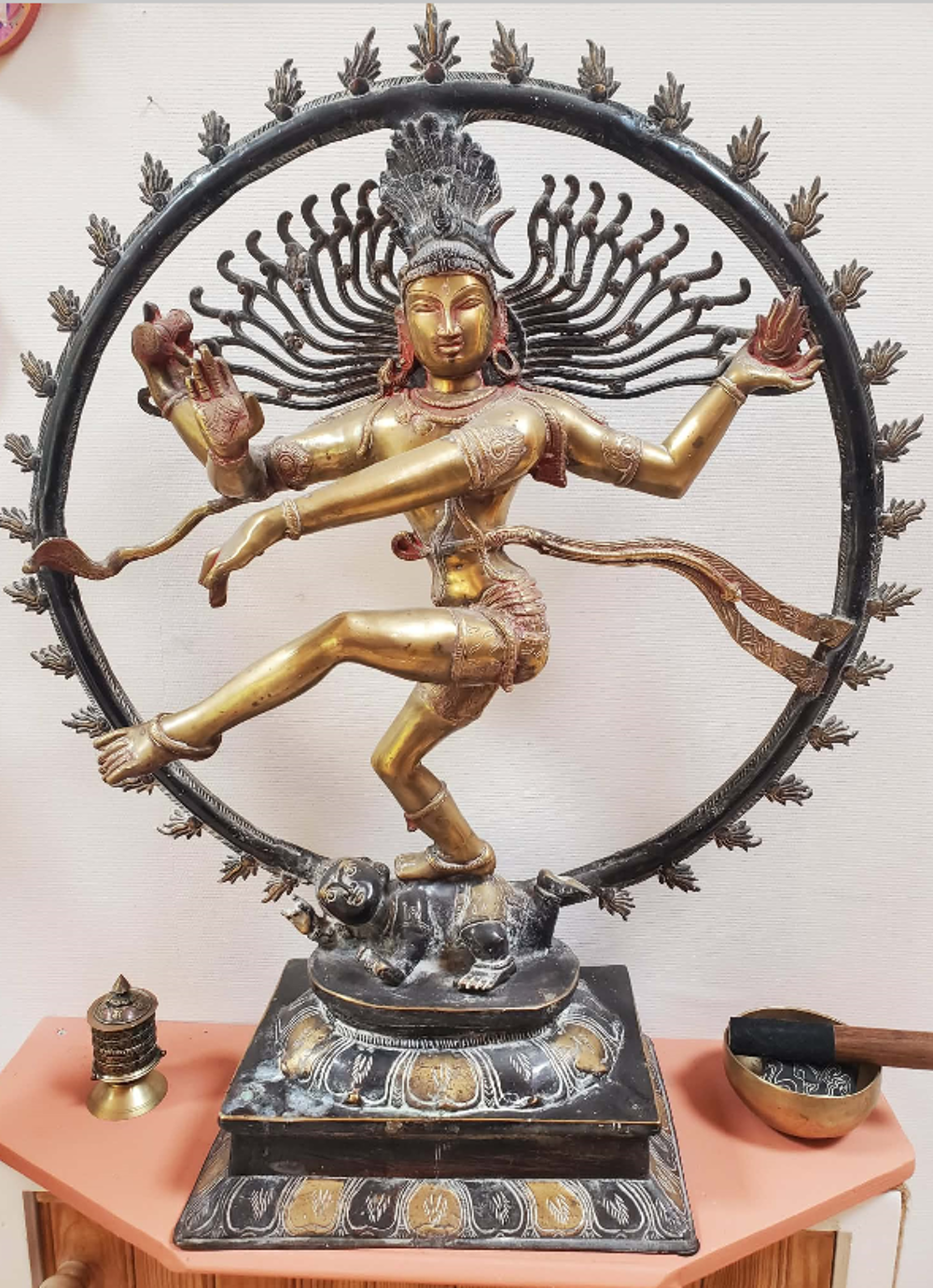 Statue de Shiva en Bronze / Laiton de H84x74cm Décoration