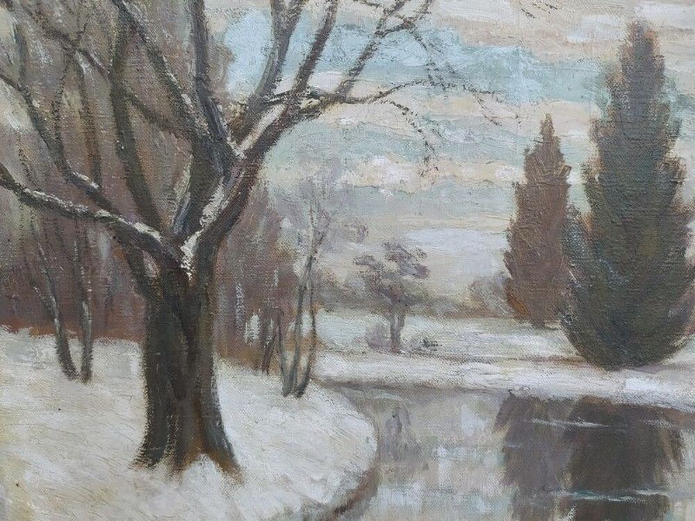 Tableau Paysage d'Hiver par Raoul L&eacute;on Lanternier 