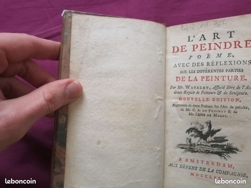 L art de peindre poeme mr Watelet art peintre poesie france Livres et BD