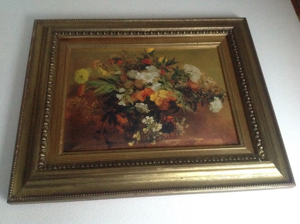 TABLEAU BOUQUET D'EUG&Egrave;NE DELACROIX IMITA. D'&Eacute;MAUX Envoi Poss Décoration