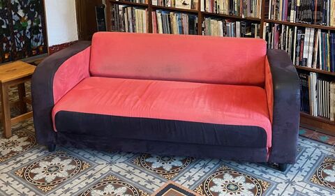 Canap�-lit en tissu rouge et noir 60 Les Aveni�res (38)