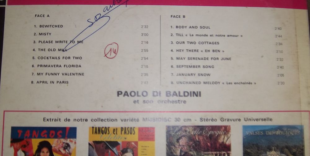 33 tours slows Paolo di Baldini et son orchestre CD et vinyles