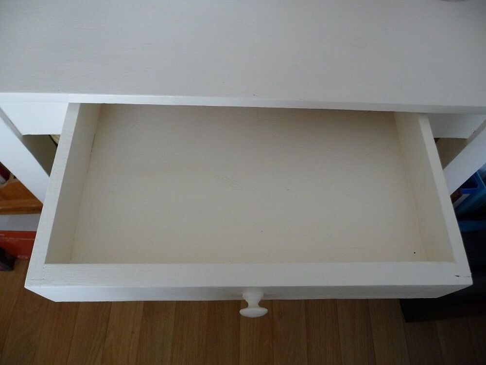 Console petit bureau couleur blanc lin avec chaise &amp; coussin Meubles