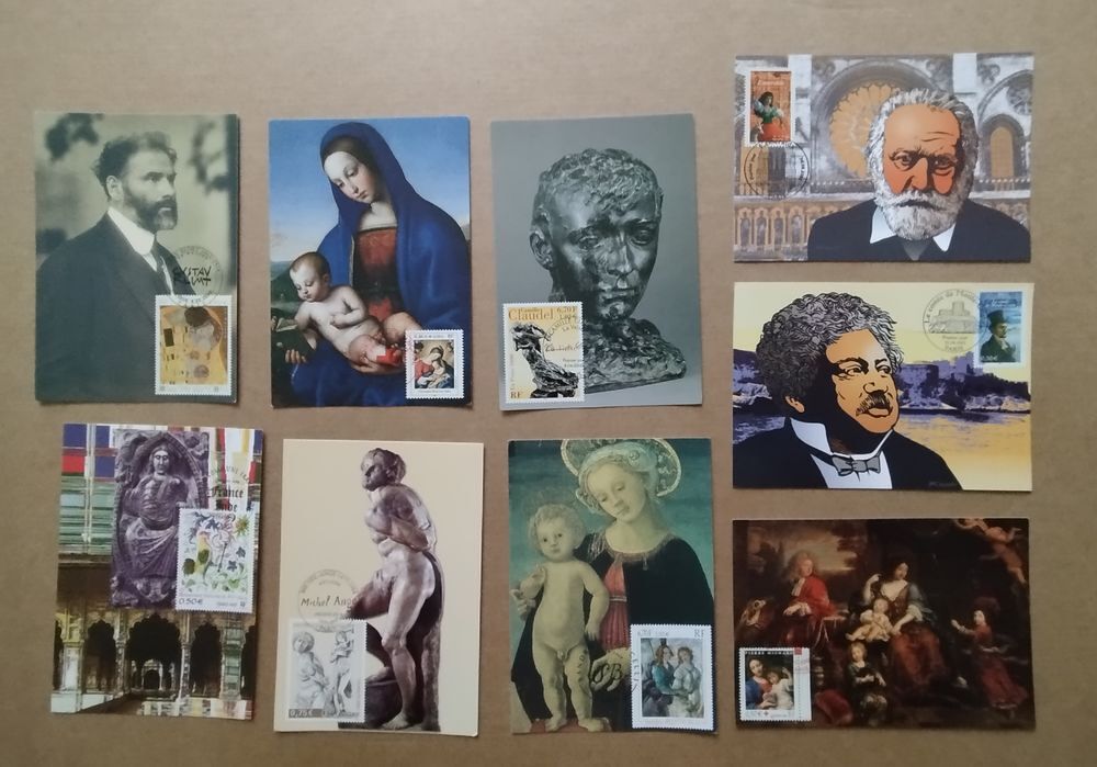 LOT DE 9 CARTES TIMBRES PREMIER JOUR 