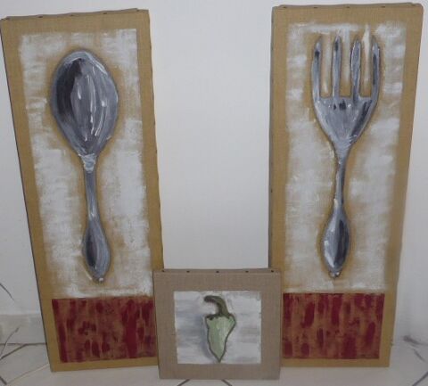 Lot de 3 tableaux cuillre fourchette et piment vert 10 Rueil-Malmaison (92)