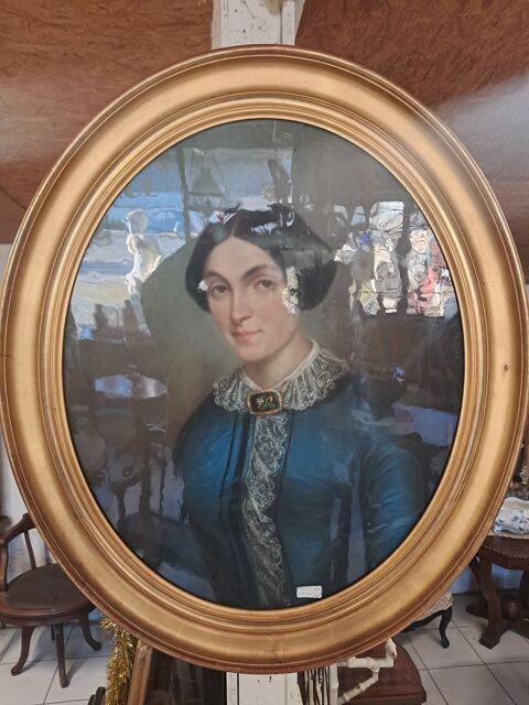 Tableau, pastel ovale ancien 249 Ch�teau-l'�v�que (24)