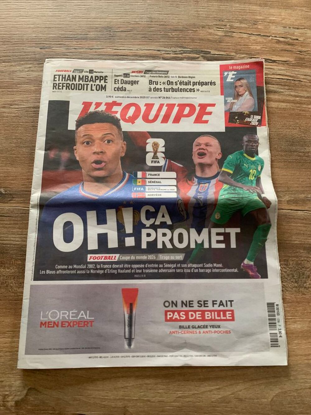 Journal L' Equipe " Tirage au sort coupe du mon 