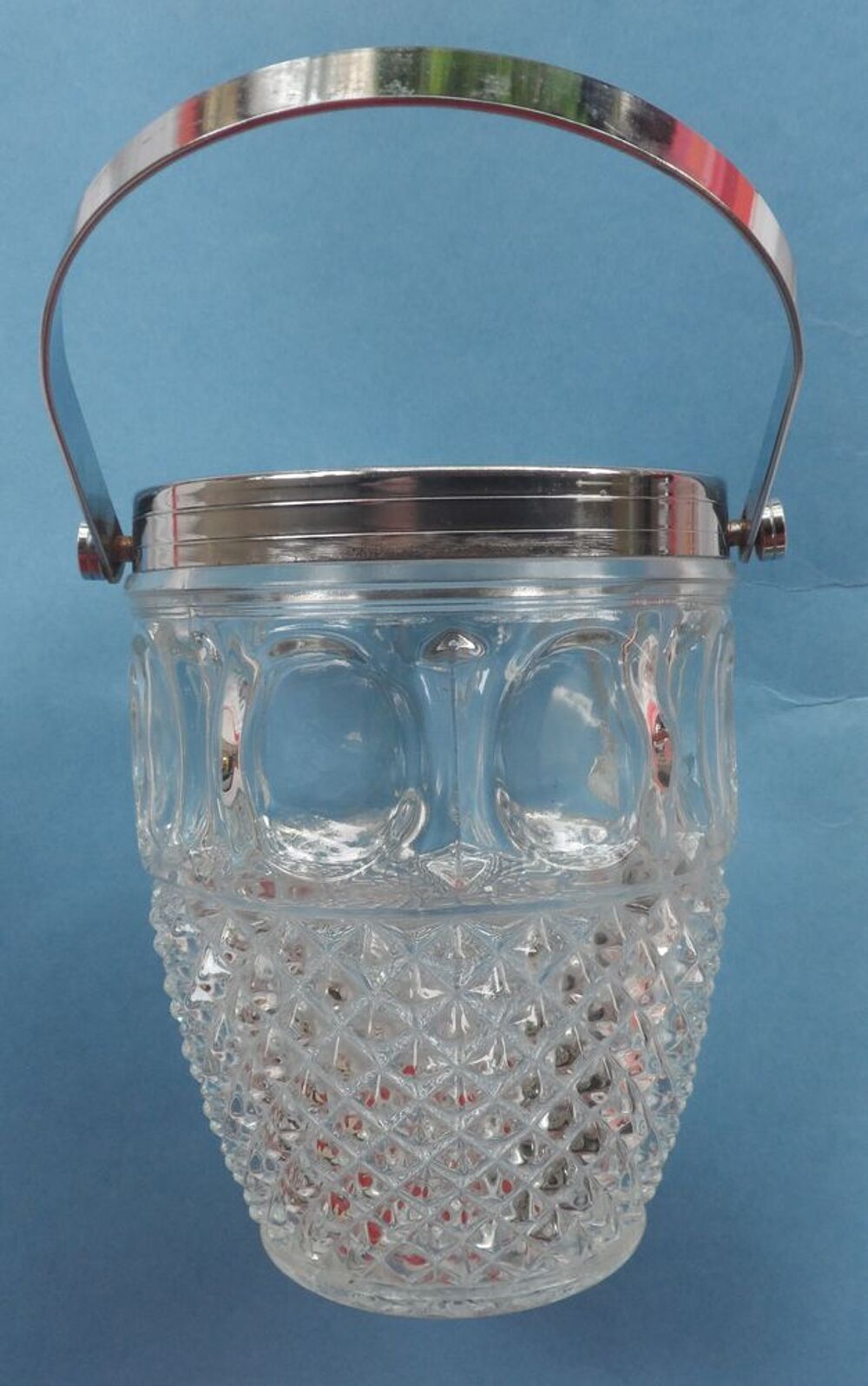 Seau &agrave; glace Oberglas Austria taille diamant, vintage ans 60 Cuisine