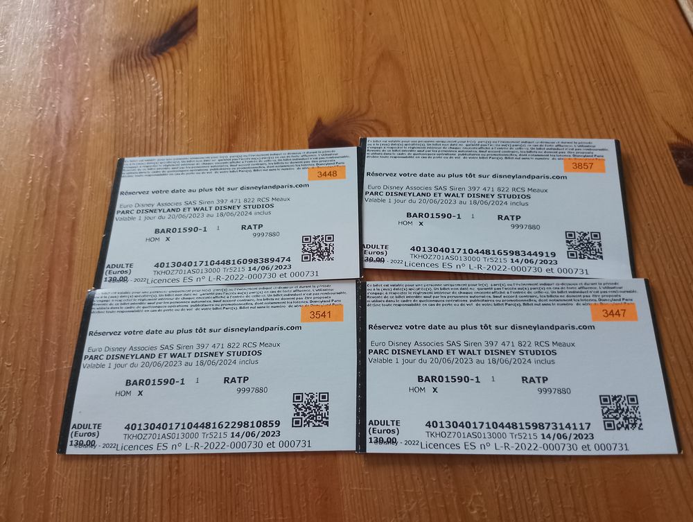 4 billets Disneyland Paris Billetterie