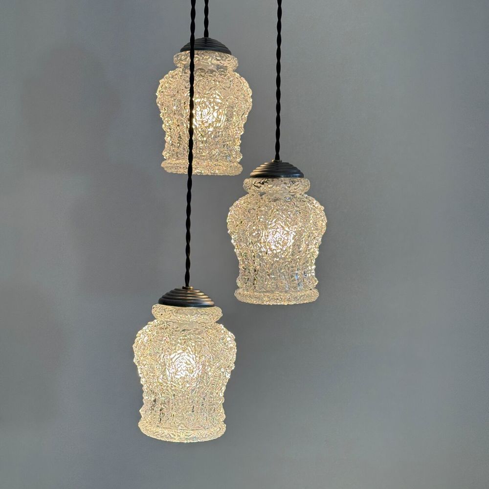 ANCIEN LUSTRE CASCADE 3 FEUX VINTAGE Décoration