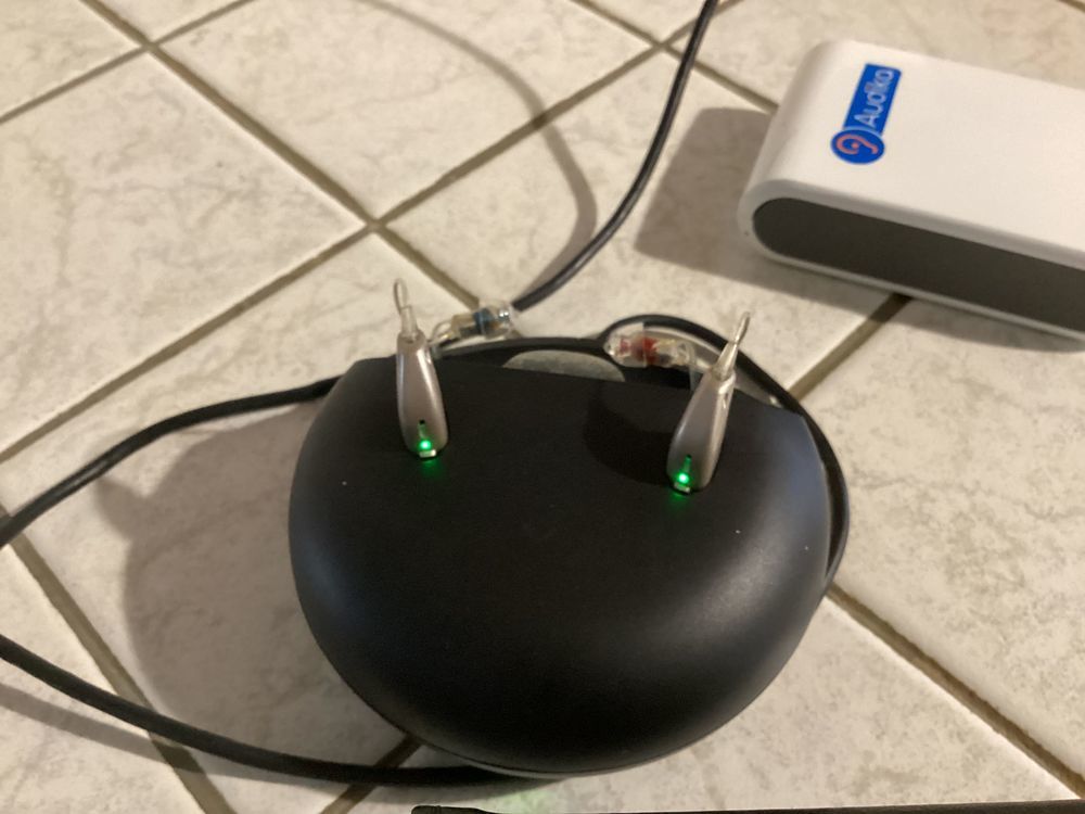 Paire d'appareils auditifs rechargeables Audika Full F500 miniRITE R + chargeur Accessoires