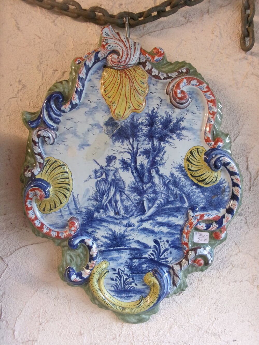 Plaque murale ancienne, fa&iuml;ence de DELFT Décoration