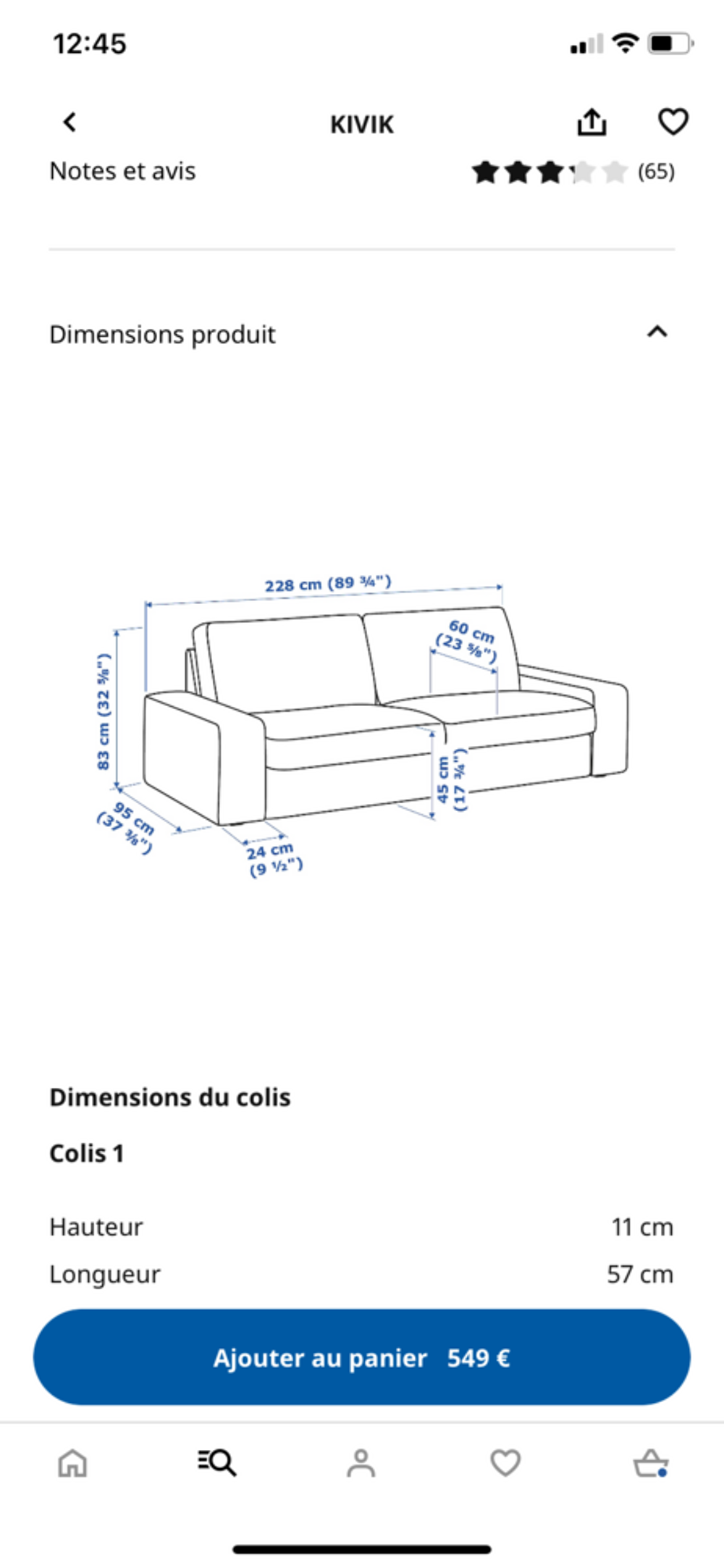 Canap&eacute; kivik ikea 3 places Meubles