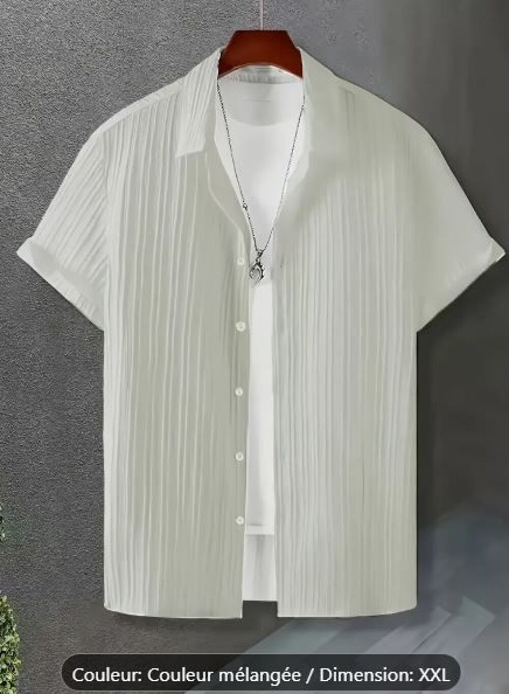 5 chemises homme &agrave; manches courtes d&eacute;contract&eacute;es - Polyester Vêtements