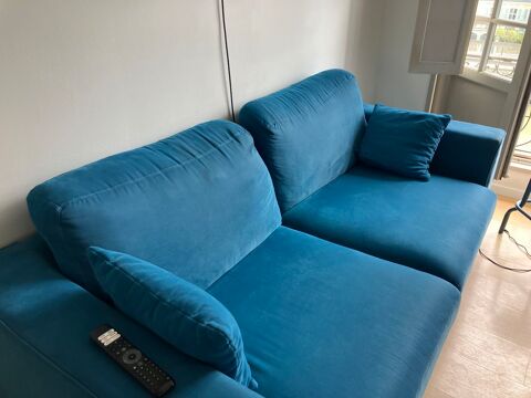 Canap trois places bleu canard 100 Bayonne (64)
