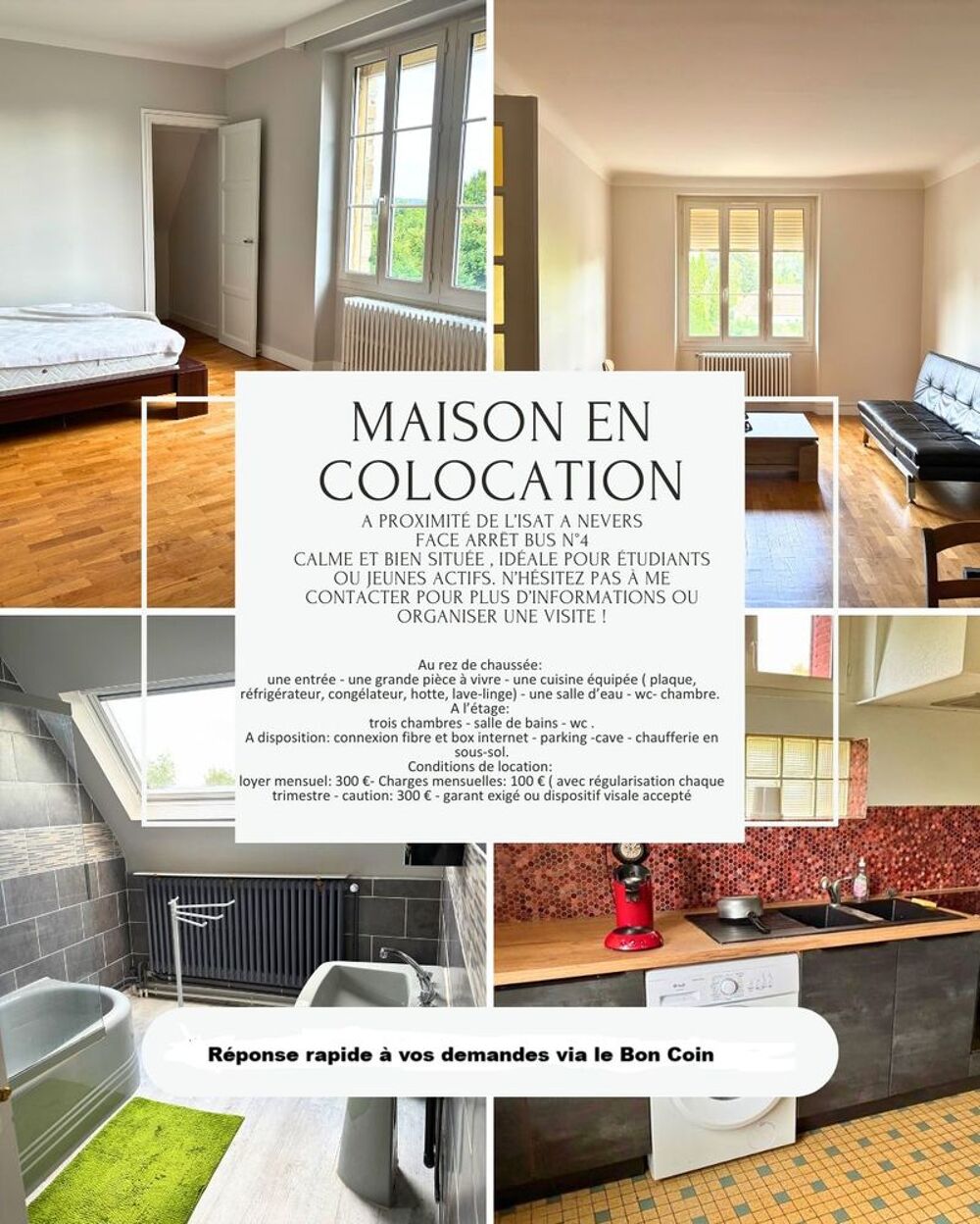 Location Colocation Maison en colocation de 4 chambres Coulanges-lès-nevers