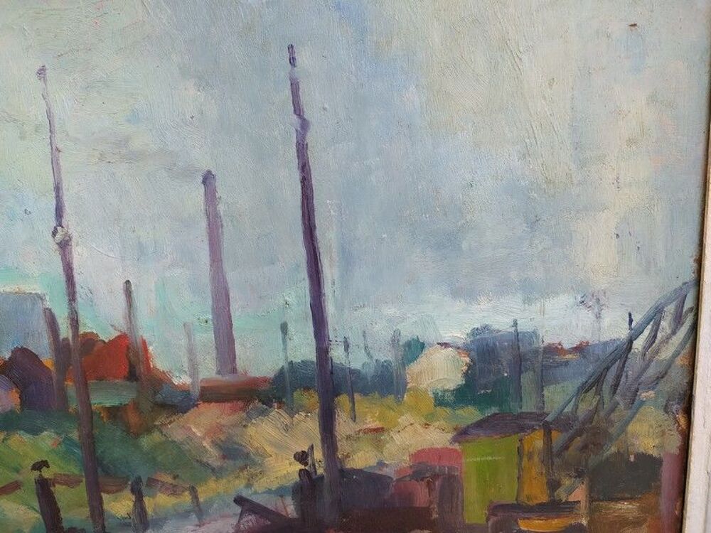 Tableau Marine Bateaux Port Industriel Fauvisme 
