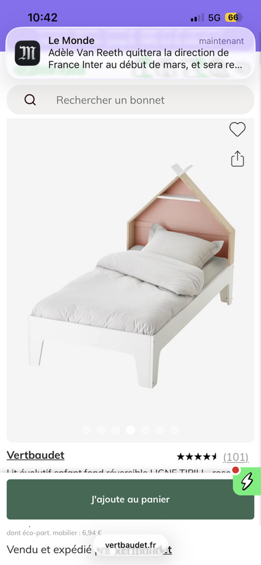 Lit &eacute;volutif enfant Vertbaudet avec matelas Mobilier enfants