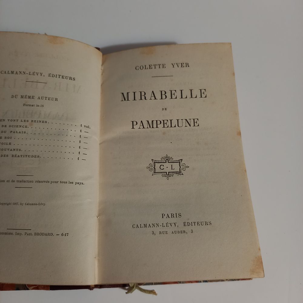 106 ans, 1917, mirabelle de pampelune , Colette Yver Livres et BD