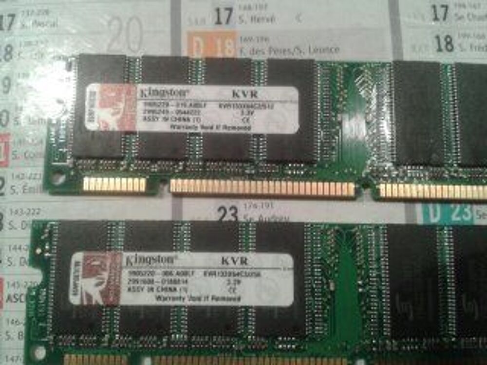 M&eacute;moire sdram 512 et 256 mo kingstom pc133 Matériel informatique