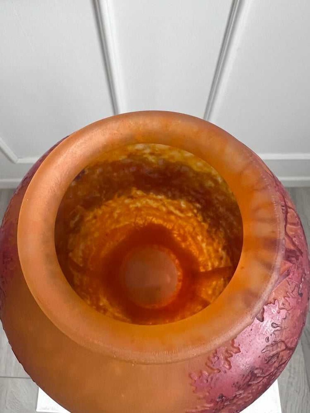 VASE DAUM NAN&agrave; &amp;#135;Y MULTICOUCHE DEGAGE &agrave; € L'ACIDE PAYSAGE LACUSTRE D'EPOQUE ART NOUVEAU 1890-1910 EN PARFAIT ETAT 