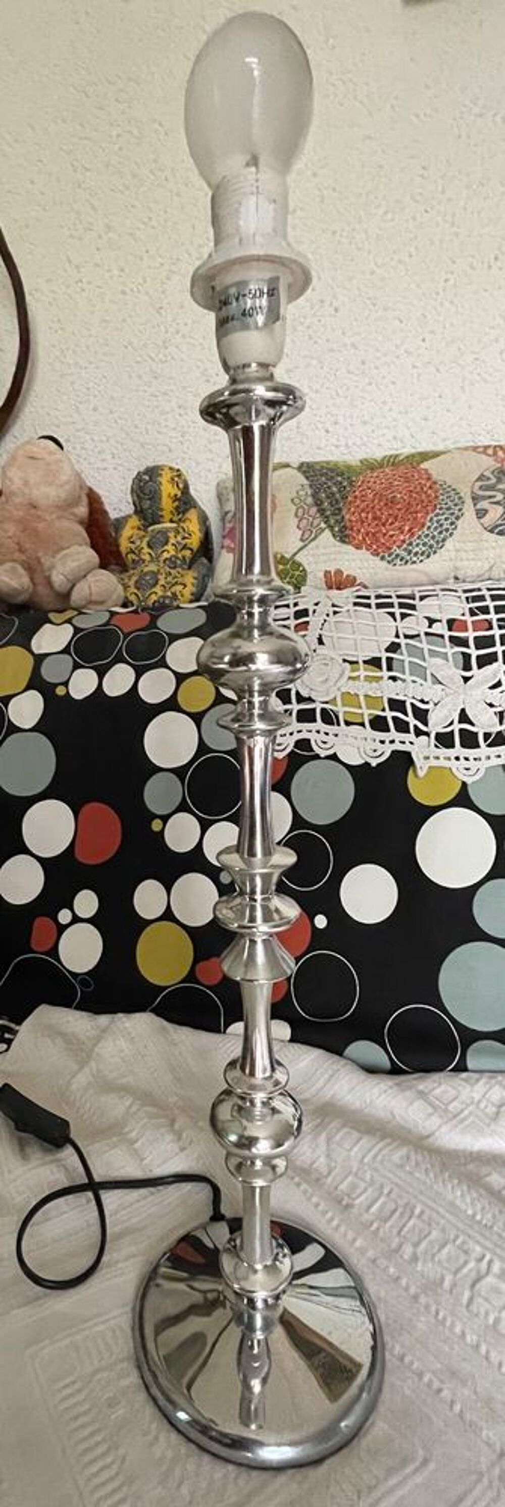 Pied de lampe - argent&eacute; Décoration