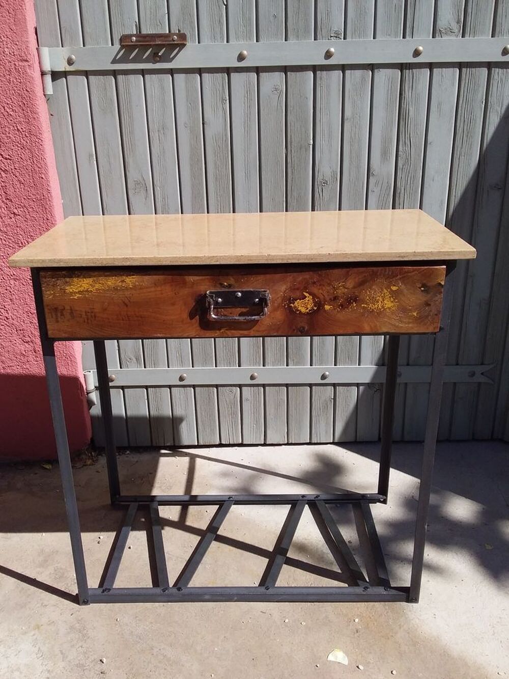 1 console industrielle dessus marbre Meubles
