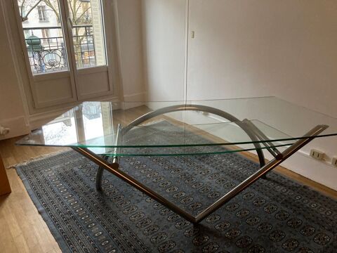 Bureau design en verre et piètement inox 800 Paris 14 (75)
