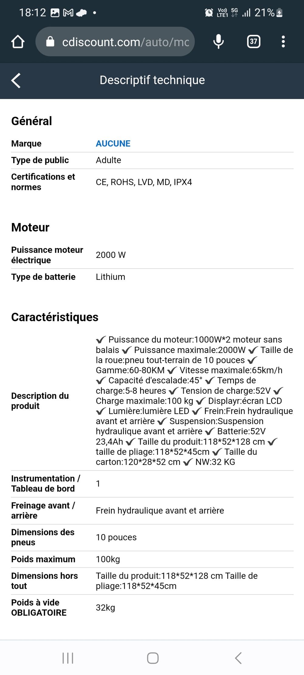 Trottinette &eacute;lectrique Vélos
