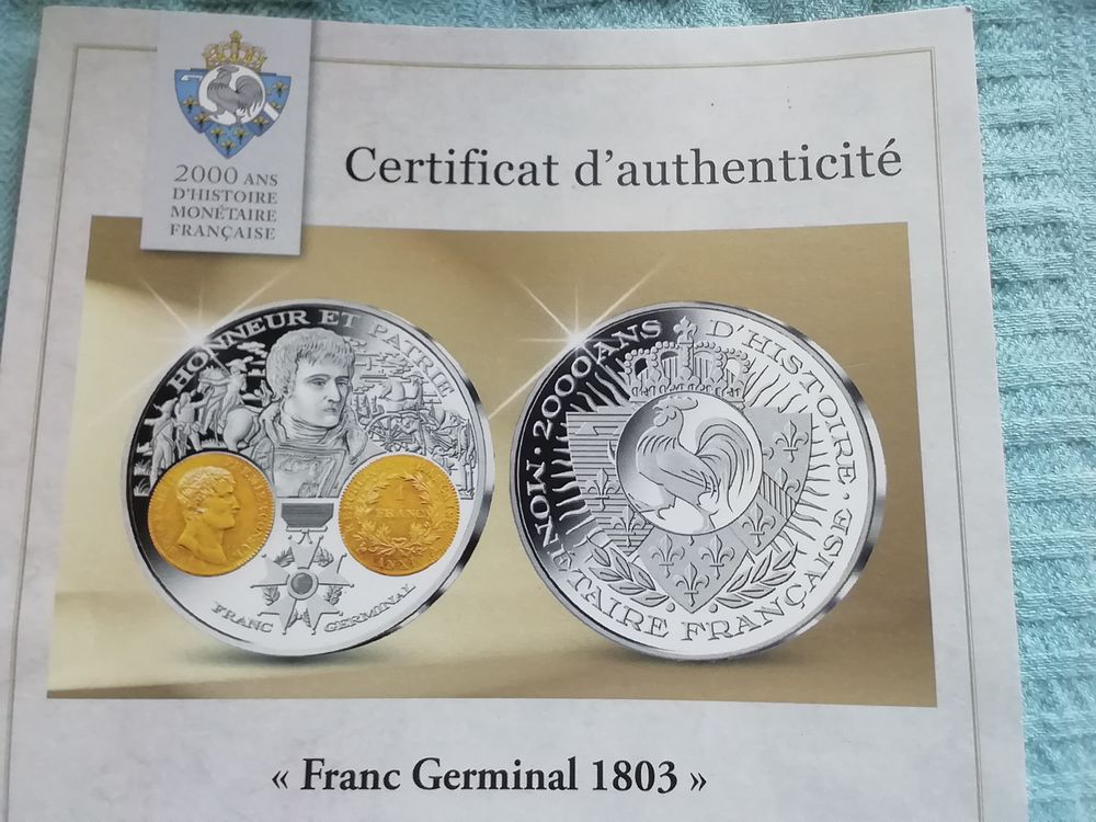 Pi&egrave;ce de collection Franc Germinal 1803 Neuve 